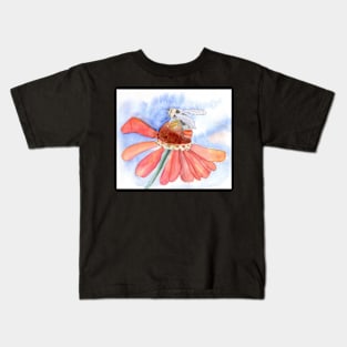 Bee on Flower Mixed Media Painting Kids T-Shirt